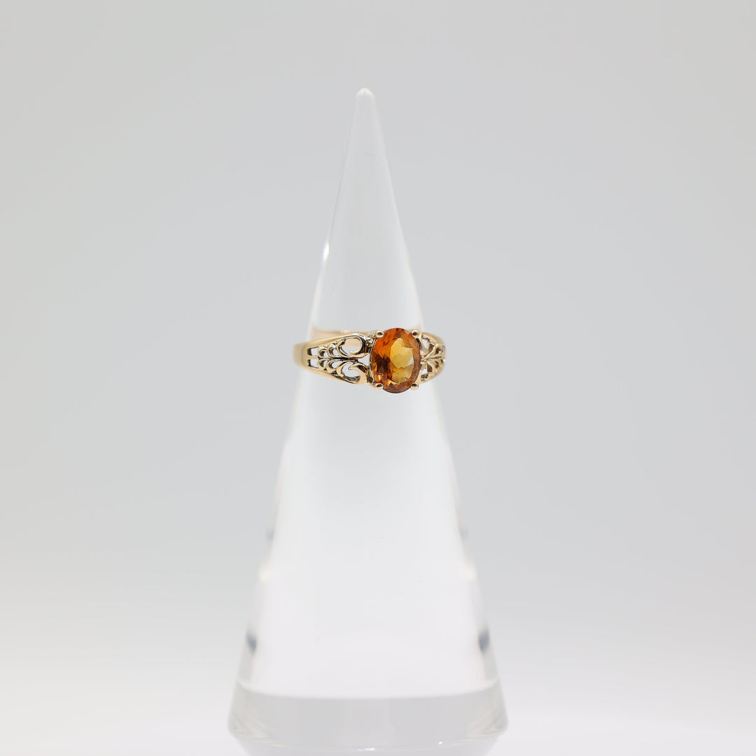 10k Yellow Gold 9x7mm Oval Citrine Stone Ring Size 8.75