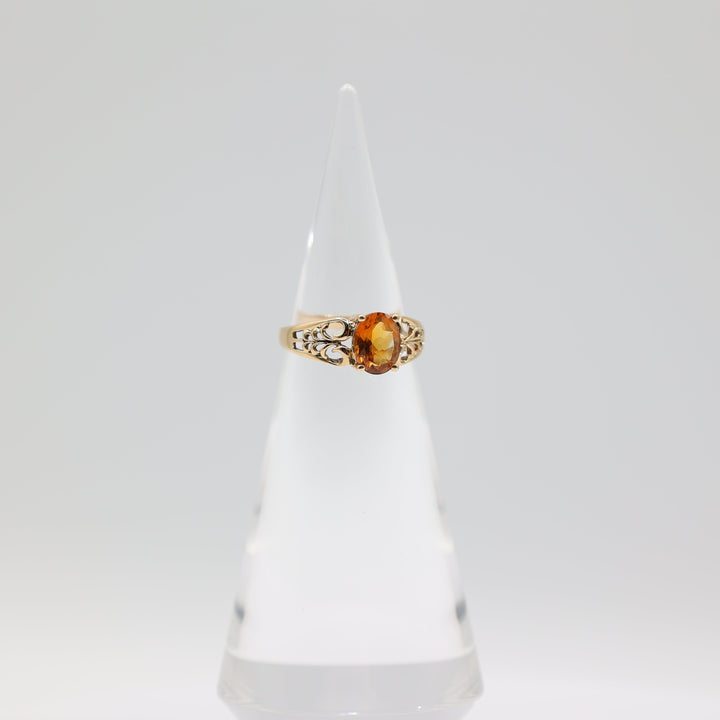 10k Yellow Gold 9x7mm Oval Citrine Stone Ring Size 8.75