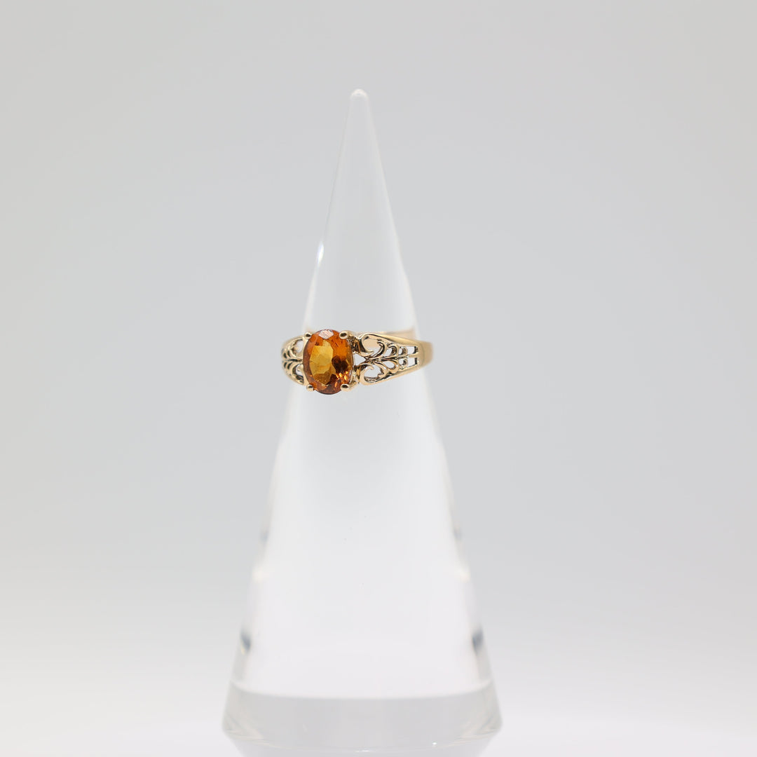 10k Yellow Gold 9x7mm Oval Citrine Stone Ring Size 8.75