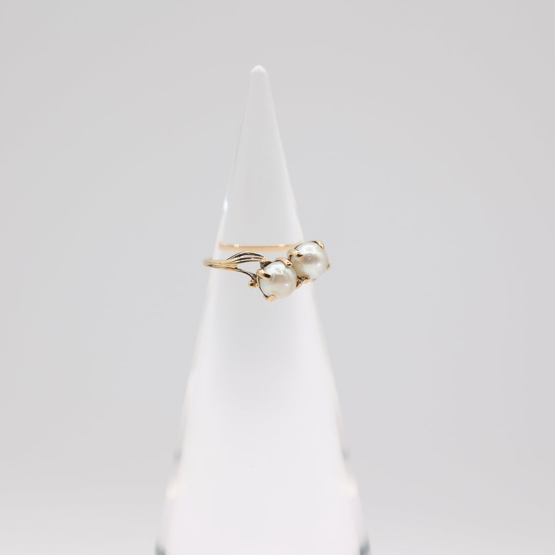 14k Yellow Gold Kimberly Double Cultured/Natural Pearl Ring Size 5.75