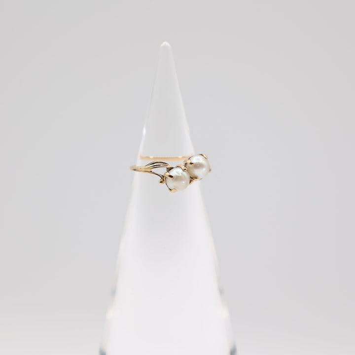 14k Yellow Gold Kimberly Double Cultured/Natural Pearl Ring Size 5.75