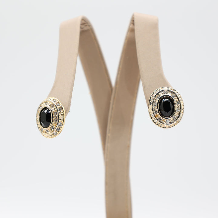 Roman Faux Black Onyx Cabachon Earrings