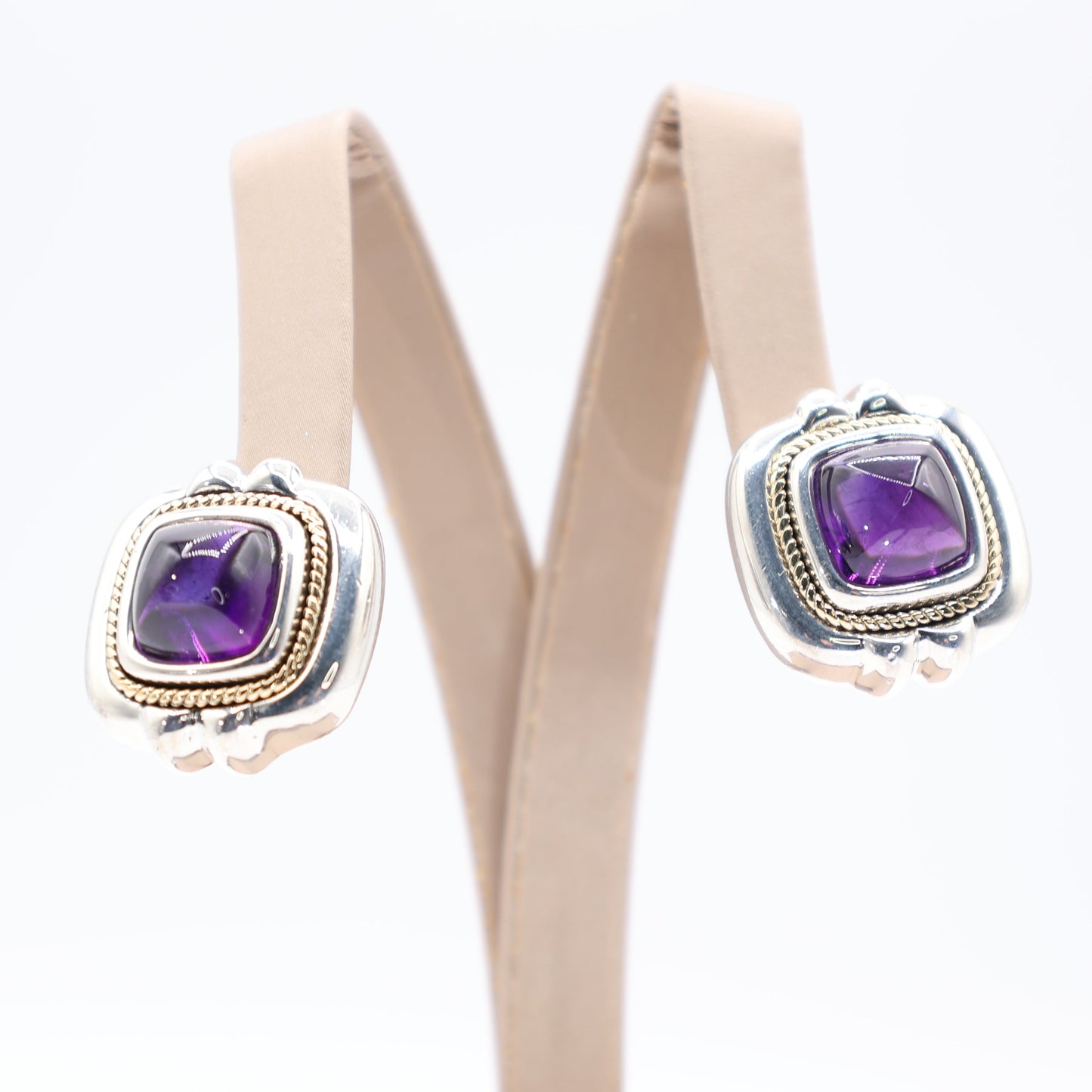 Tiffany & Co 18k Yellow Gold & 925 Vintage Amethyst Earrings