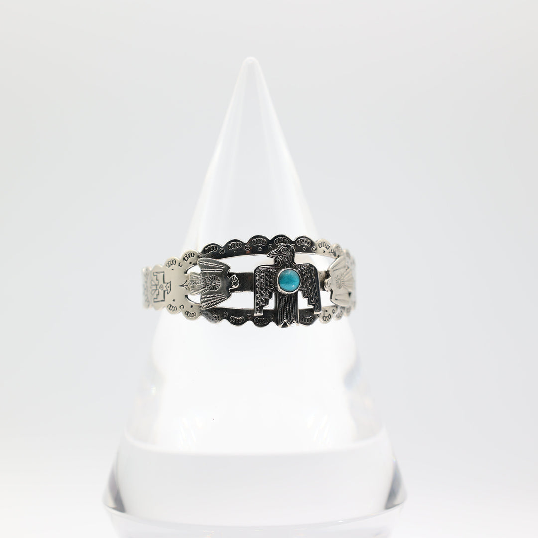 925 Sterling Silver Turquoise Thunderbird Cuff Bracelet