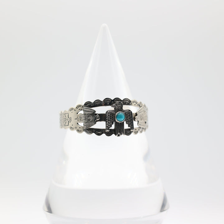 925 Sterling Silver Turquoise Thunderbird Cuff Bracelet