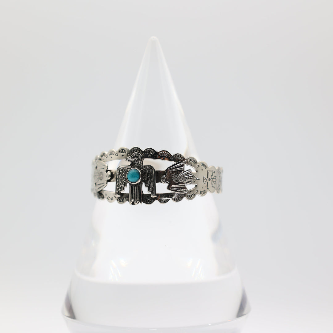 925 Sterling Silver Turquoise Thunderbird Cuff Bracelet