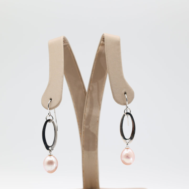 925 Sterling Silver and Pearl Dangle Earrings