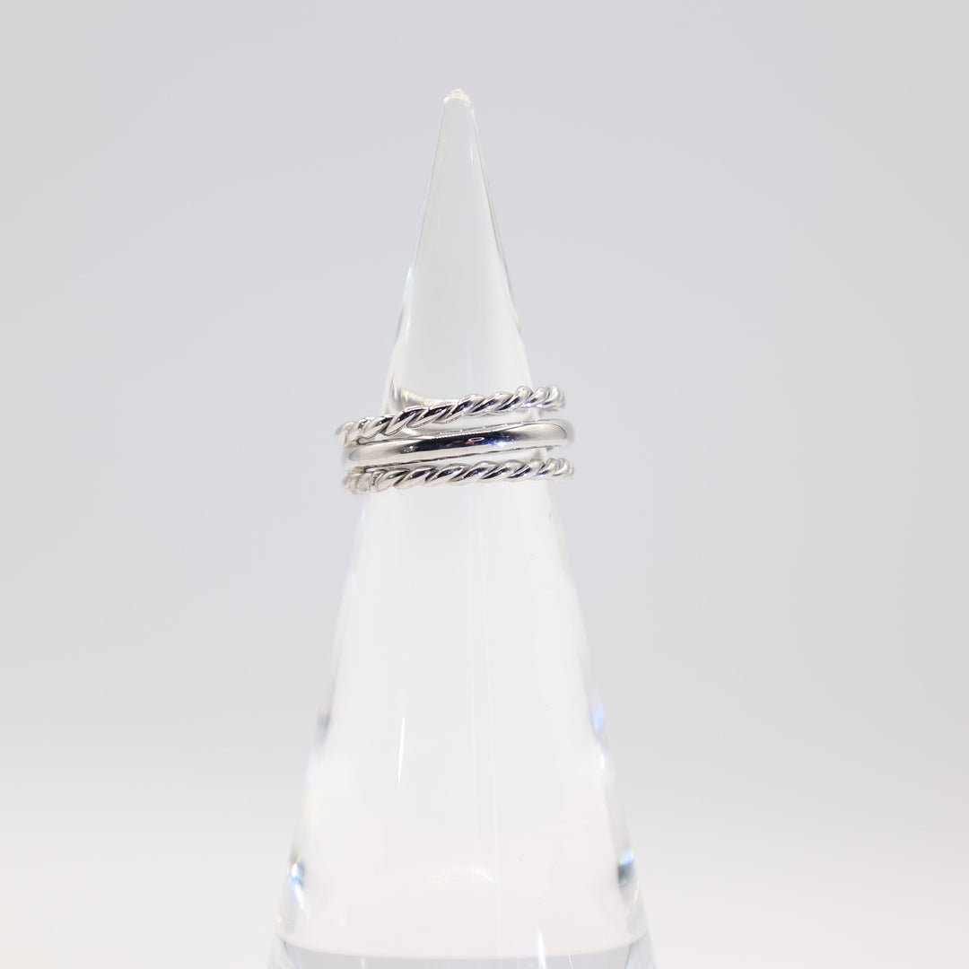 925 Sterling Silver 3 Strand 2 braided Ring - Size 7.5