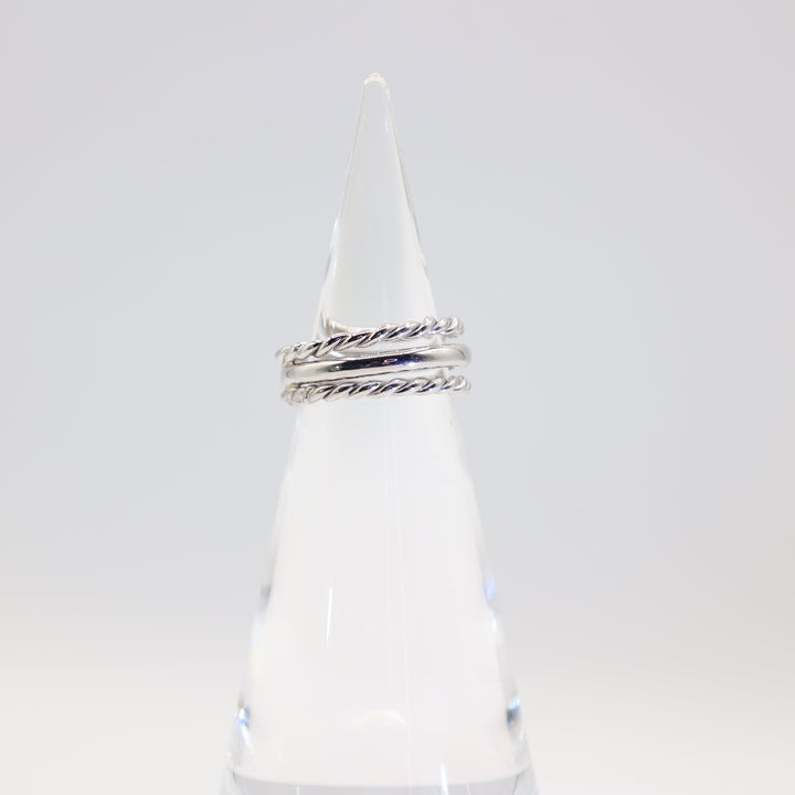 925 Sterling Silver 3 Strand 2 braided Ring - Size 7.5