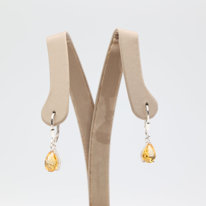 925 Sterling Silver & Citrine 5x7mm Teardrop Earrings