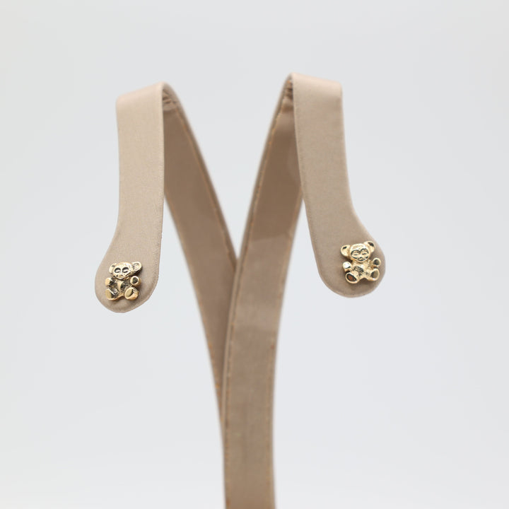 14k Yellow Gold Monkey Stud Earrings for Women
