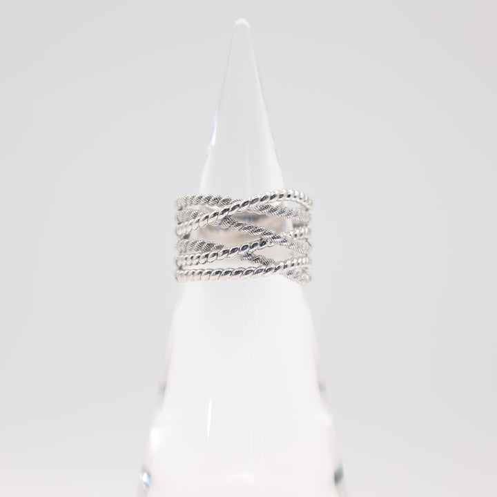 Judith Ripka 925 Eternity 5 Band Braided Ring- Size 10.5