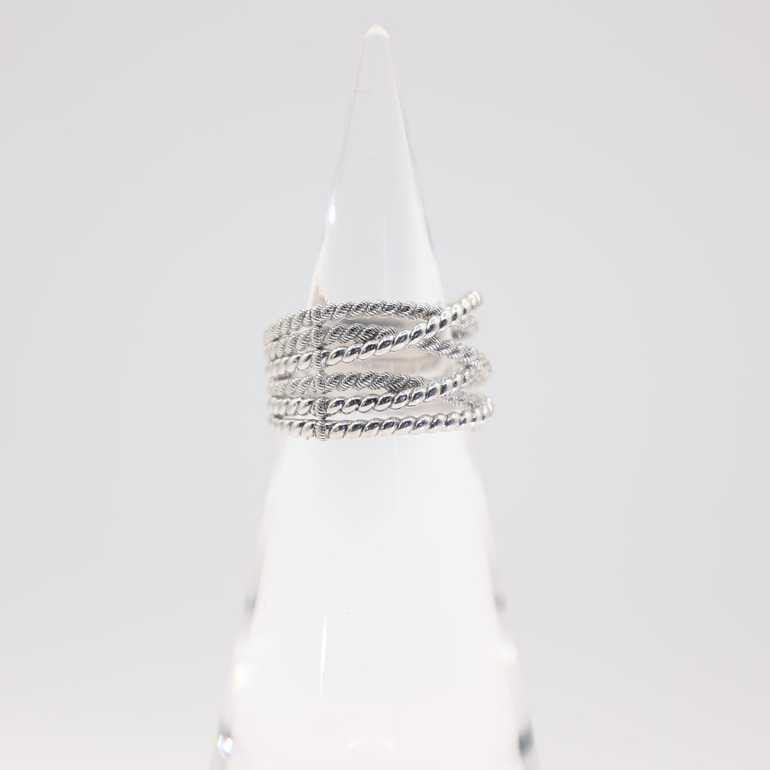 Judith Ripka 925 Eternity 5 Band Braided Ring- Size 10.5