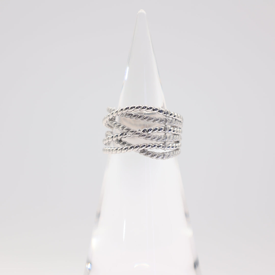Judith Ripka 925 Eternity 5 Band Braided Ring- Size 10.5