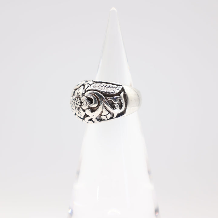 925 Sterling Silver Floral and Vine Artistic Design Ring - Size 8.5