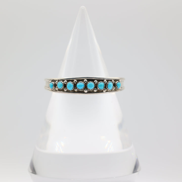 925 Sterling Silver 8 Round Turquoise Stones Cuff Bracelet