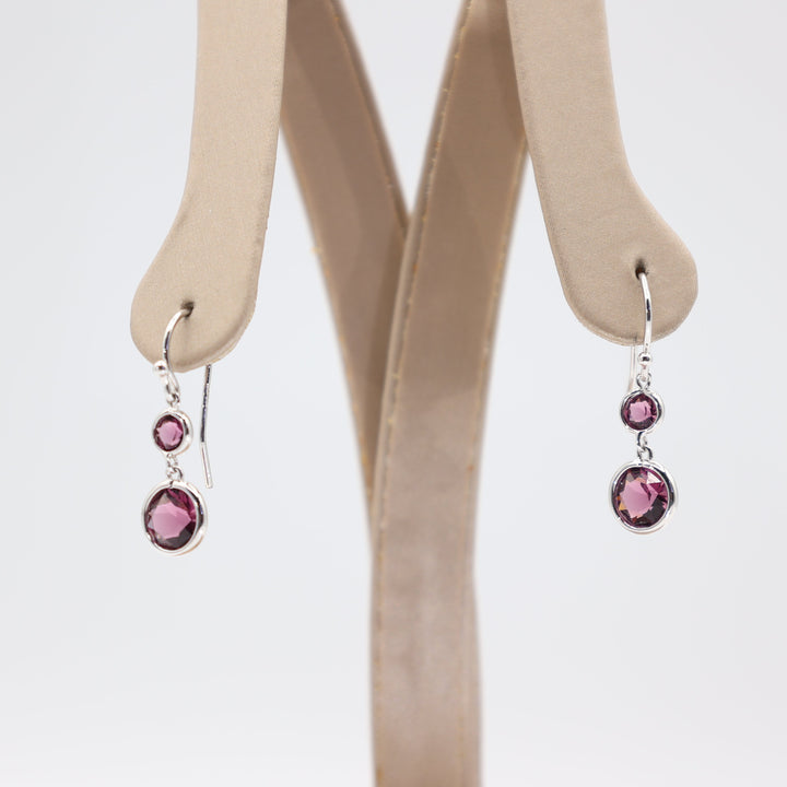 Swarovski 925 Silver Purple Crystal Dangle Earrings
