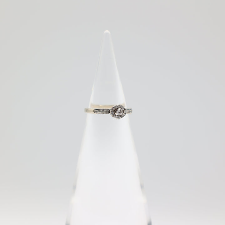 10k White Gold Band with 2.5mm Diamond & Diamond Halo Ring Size 5.25
