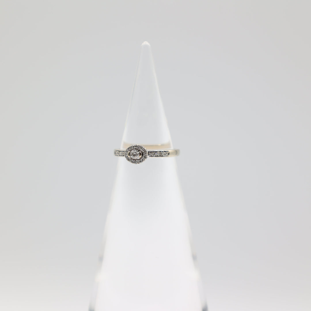 10k White Gold Band with 2.5mm Diamond & Diamond Halo Ring Size 5.25