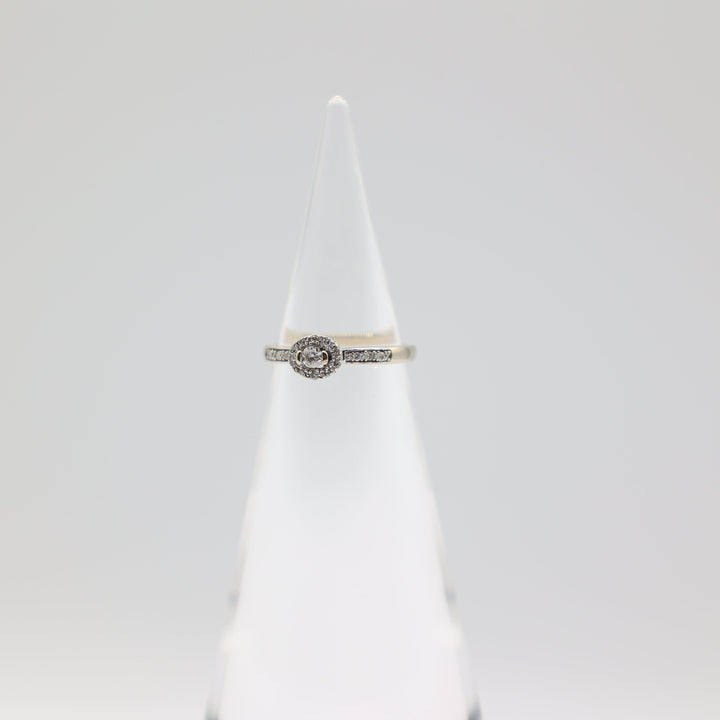 10k White Gold Band with 2.5mm Diamond & Diamond Halo Ring Size 5.25