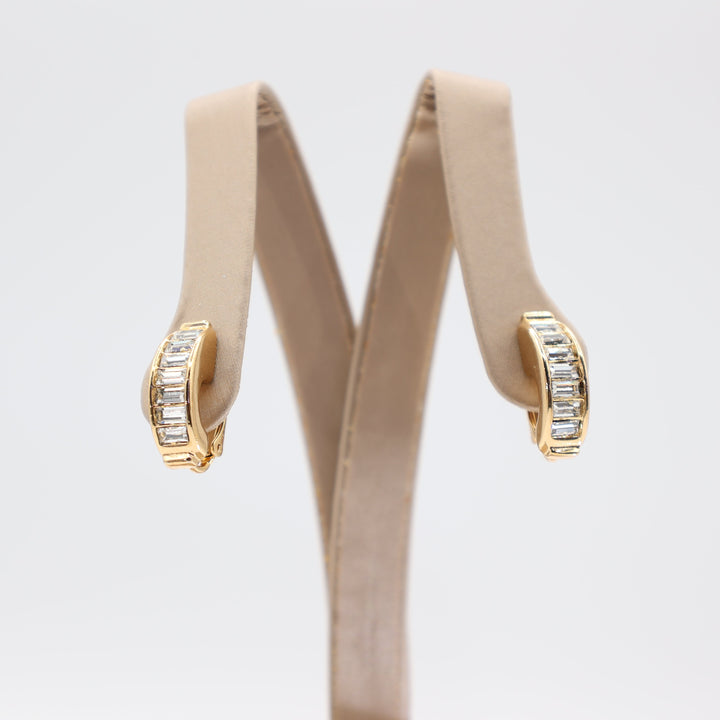 Vintage Christian Dior Gold Tone Clip on Earrings with Rhinestones