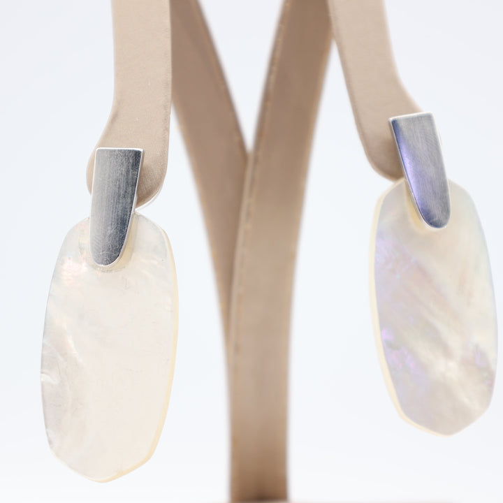 Kendra Scott White and Silver Argon Dangle Earrings