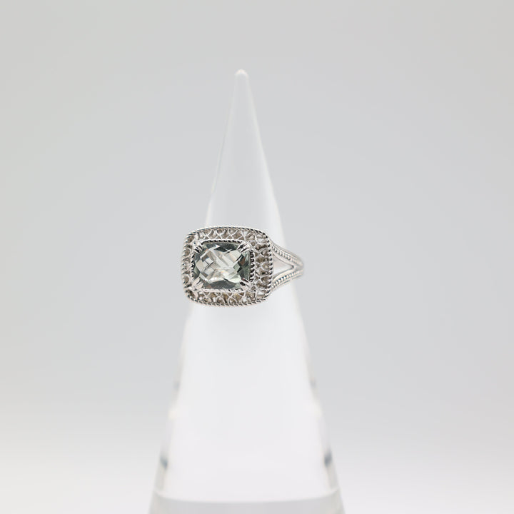 Gabriel & Co. 925 Sterling Silver 11x9mm Green Quartz Ring Size 9.75