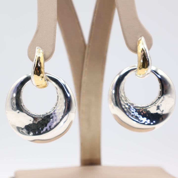 925 Sterling Silver John Hardy 22k Yellow Gold Detail Door Knock Earrings 20.8g