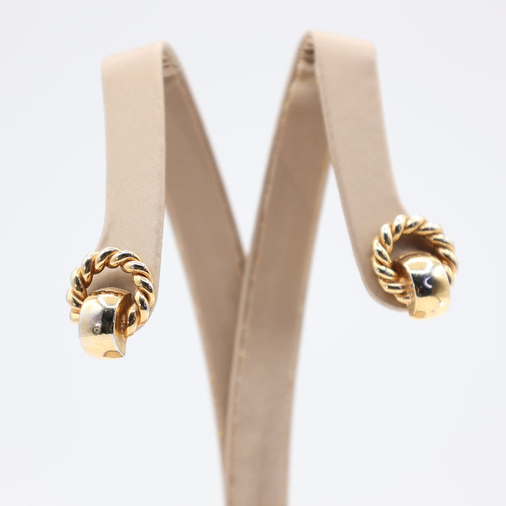 Gold Plated Christian Dior Croissant Drop Earrings