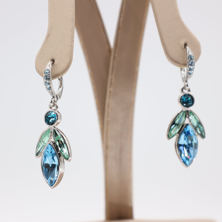 Blue and Mint Green Crystal Givenchy Dangle Earrings