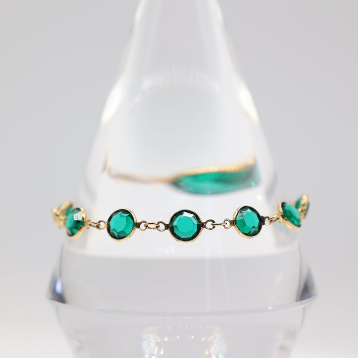 Swarovski Signed Green Gold Plated Bracelet