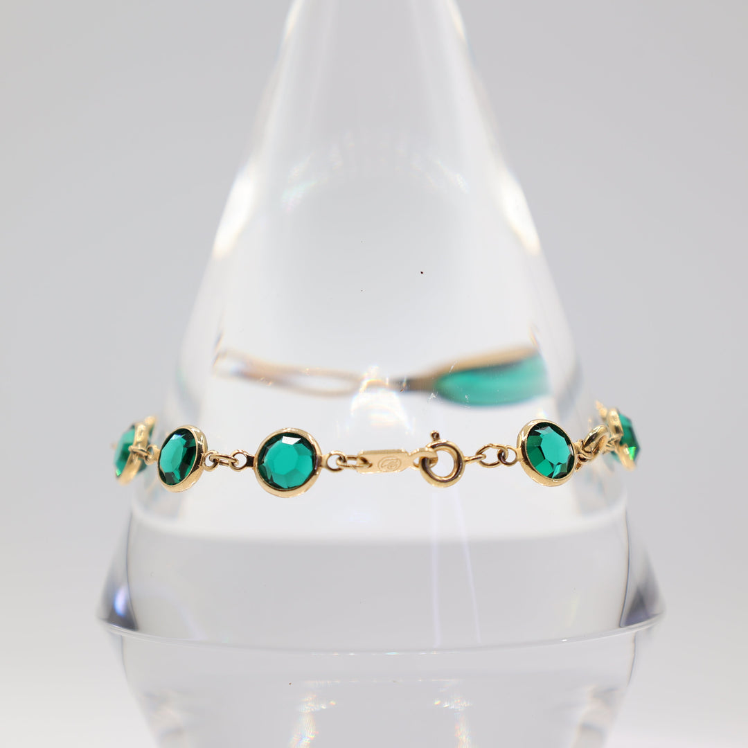 Swarovski Signed Green Gold Plated Bracelet