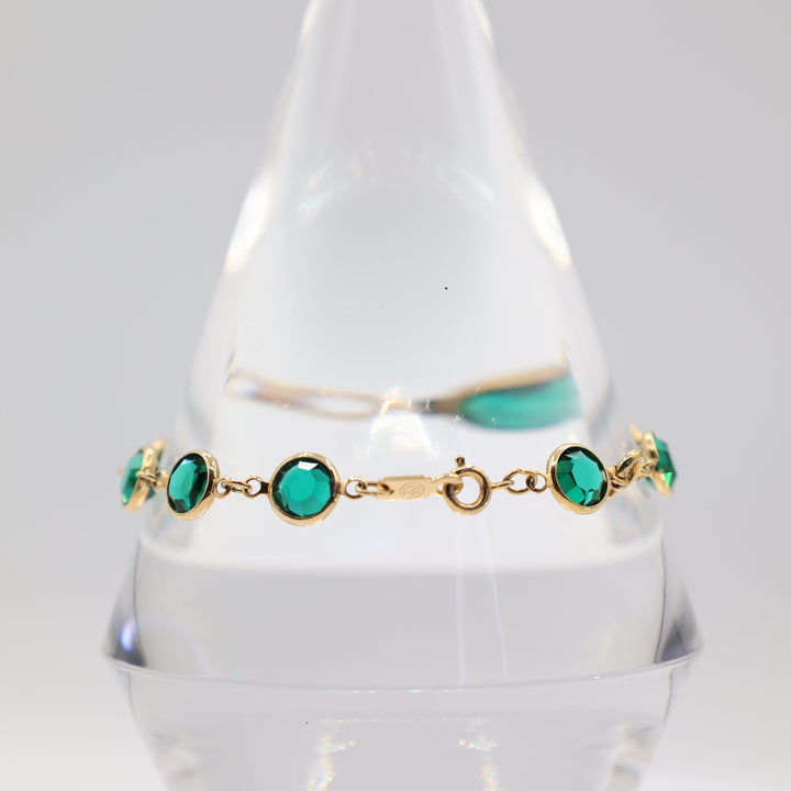 Swarovski Signed Green Gold Plated Bracelet