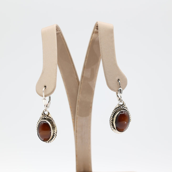 925 Sterling Silver Tiger Eye Dangle Earrings Jewelry