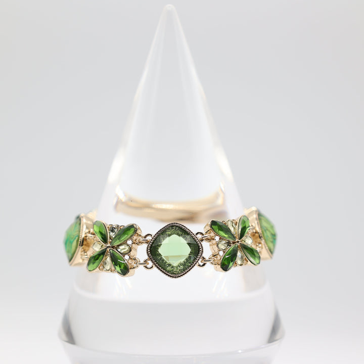 Napier Gold Tone Green Stone Colored Bracelet