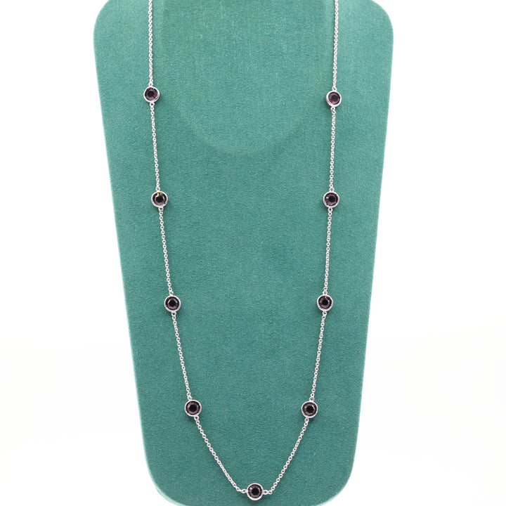 Swarovski 925 Silver Tone Purple Crystal Necklace