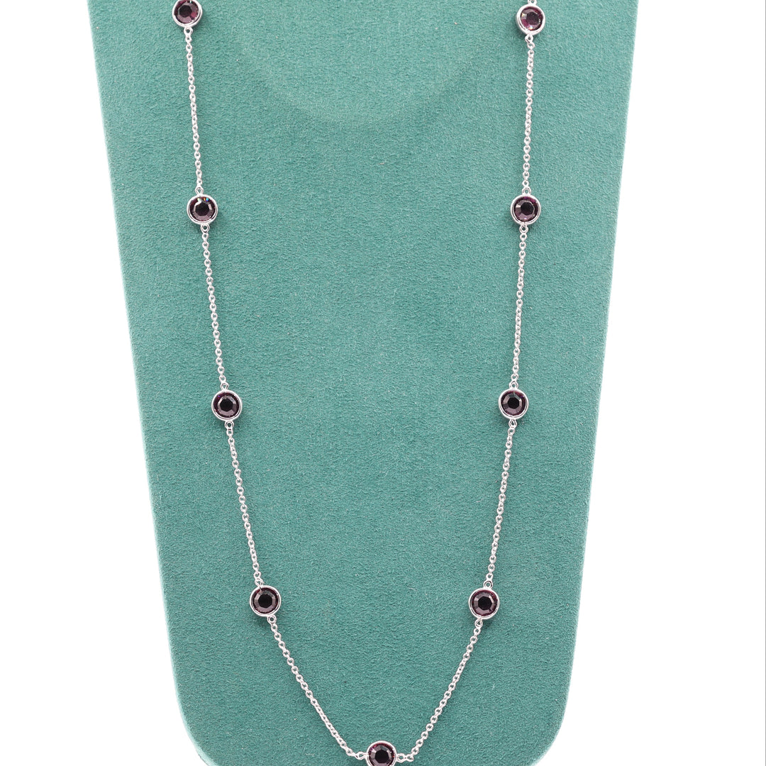 Swarovski 925 Silver Tone Purple Crystal Necklace