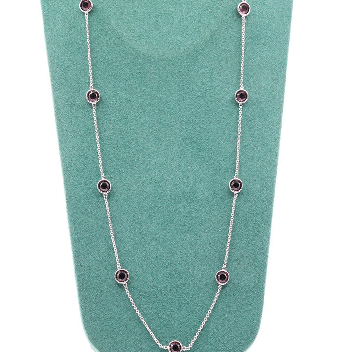 Swarovski 925 Silver Tone Purple Crystal Necklace