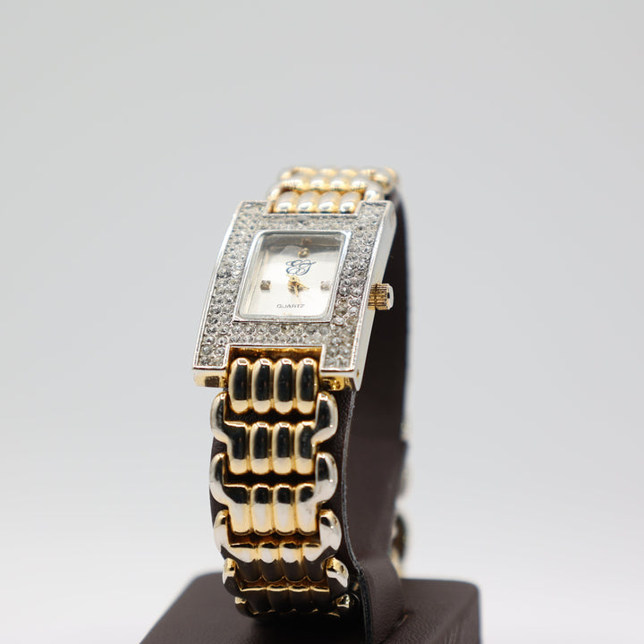 EJ Women's Gold Tone Band & Crystal Quartz Watch