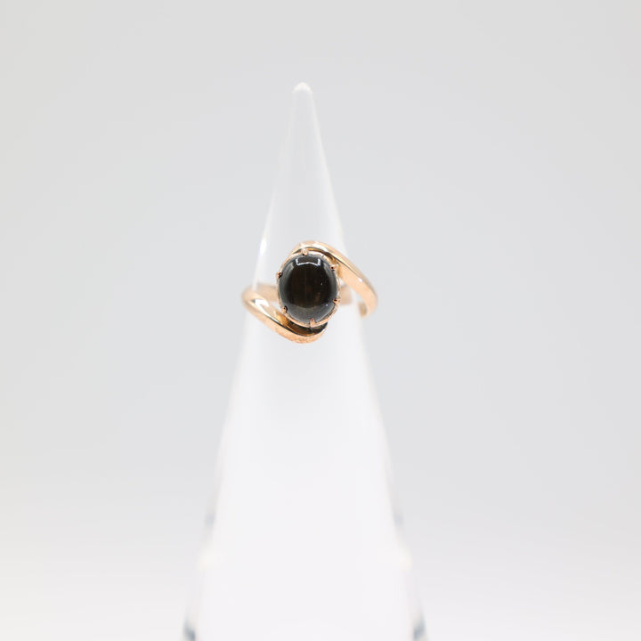 18K Yellow Gold 9X8mm Black Star Sapphire Ring Size 5.5