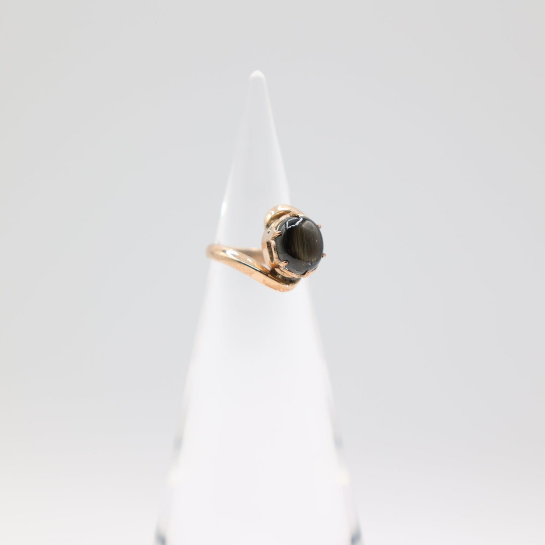 18K Yellow Gold 9X8mm Black Star Sapphire Ring Size 5.5