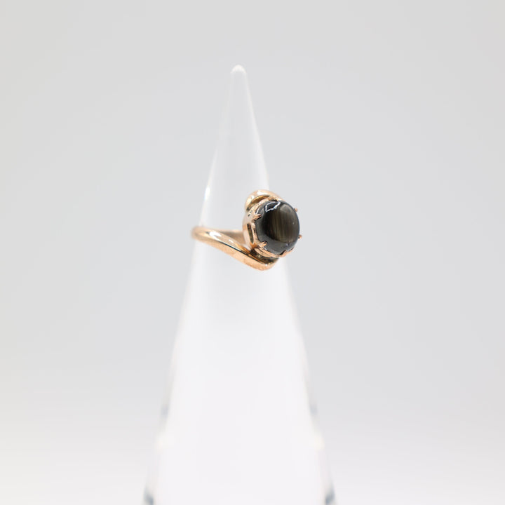 18K Yellow Gold 9X8mm Black Star Sapphire Ring Size 5.5