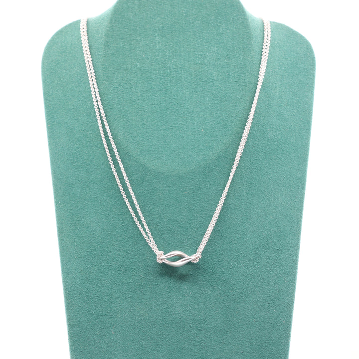 Tiffany & Co. Sterling Silver Double Chain Infinity Knot Necklace