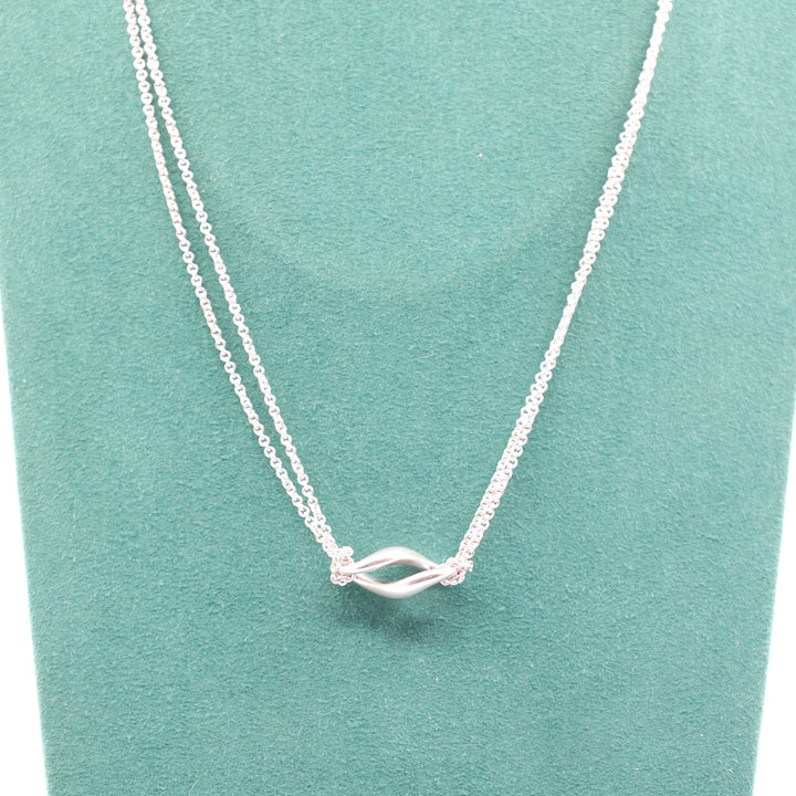 Tiffany & Co. Sterling Silver Double Chain Infinity Knot Necklace