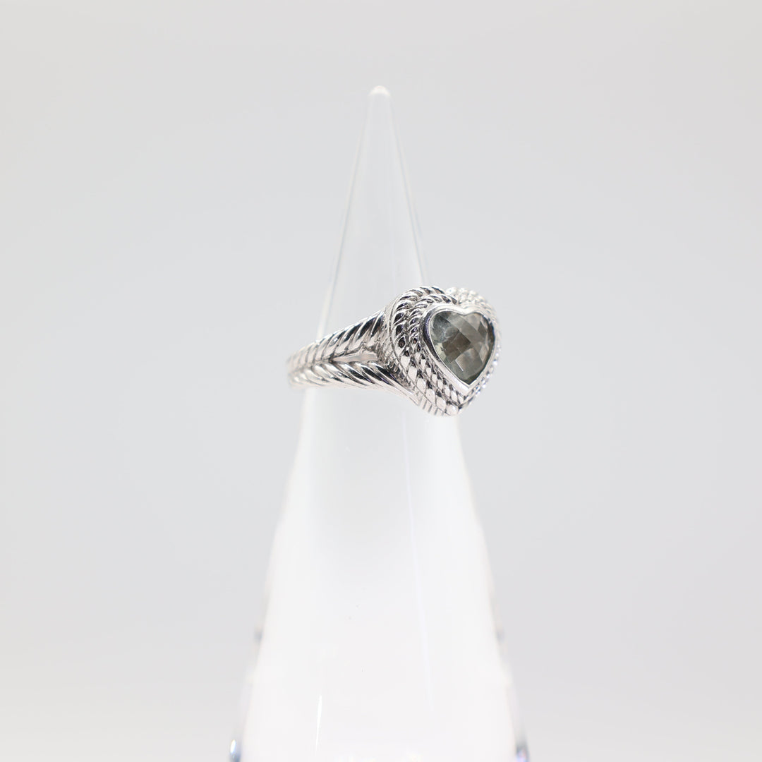 Judith Ripka 925 Sterling Silver Green Prasiolite Heart Cluster Ring- Size 6.75- 11g
