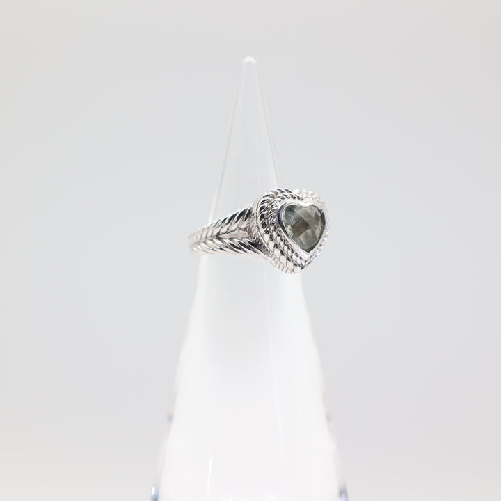 Judith Ripka 925 Sterling Silver Green Prasiolite Heart Cluster Ring- Size 6.75- 11g