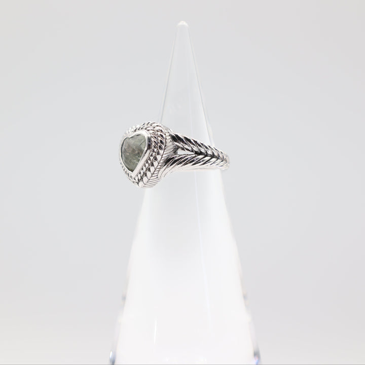 Judith Ripka 925 Sterling Silver Green Prasiolite Heart Cluster Ring- Size 6.75- 11g