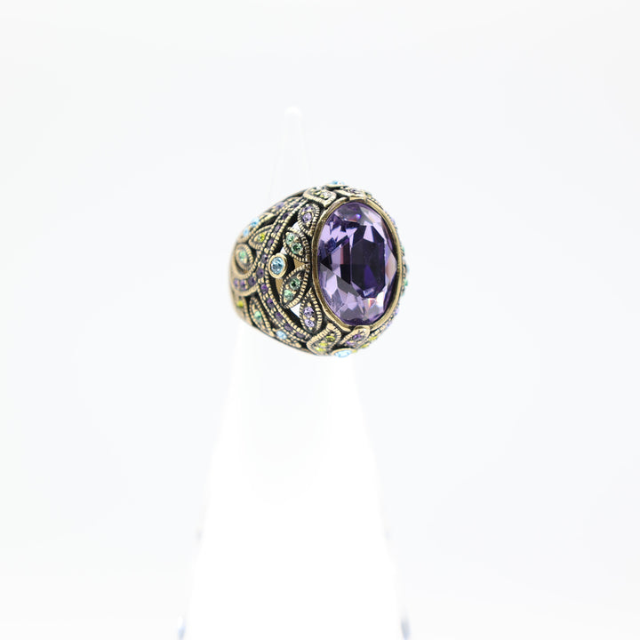 Heidi Daus "Delight in Tanzanite" Swarovski Crystal Dome Ring- Size 4.5