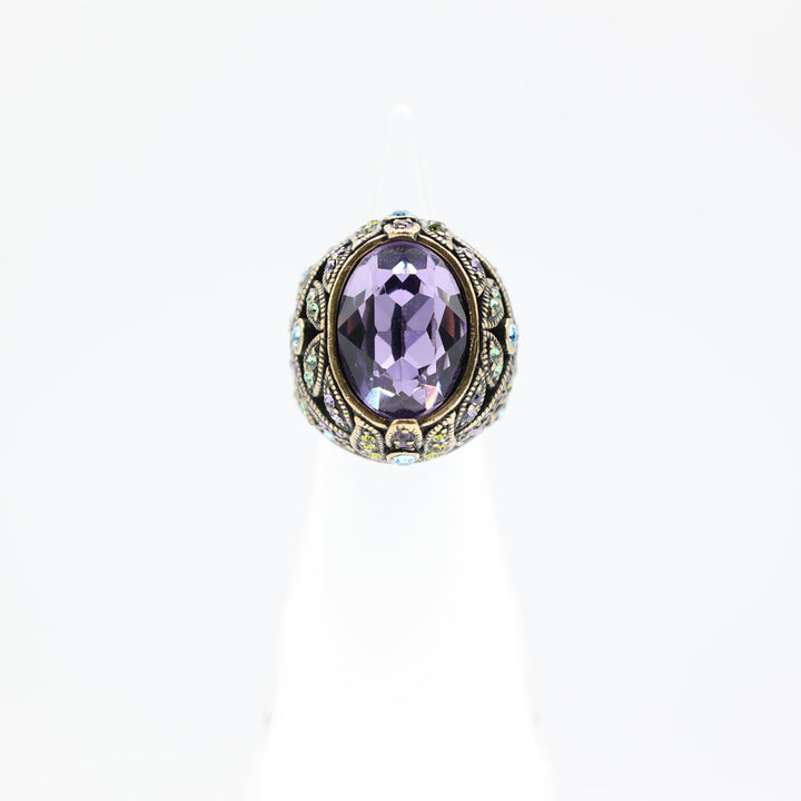Heidi Daus "Delight in Tanzanite" Swarovski Crystal Dome Ring- Size 4.5