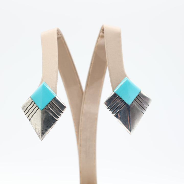 Sterling Silver Kite Shape Turquoise Earrings 952